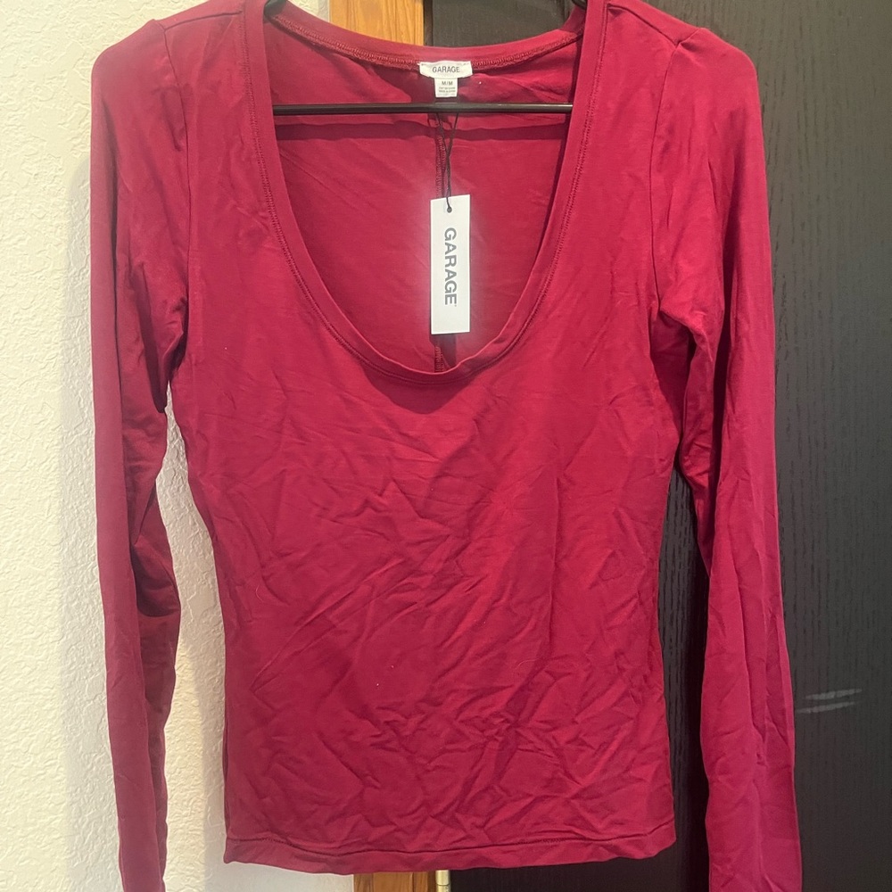 Garage Smooth Scoop Long Sleeve Medium Sour Cherry